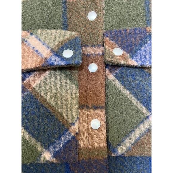BlankNYC Hit The Trail Shacket Flannel Brown Green Navy XS Cabin Outdoor Prairie - Picture 10 of 13